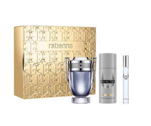PACO RABANNE INVICTUS 3 Pc Set (M) EDT SP 3.4, DEO 5.1, SP 0.34 OZ