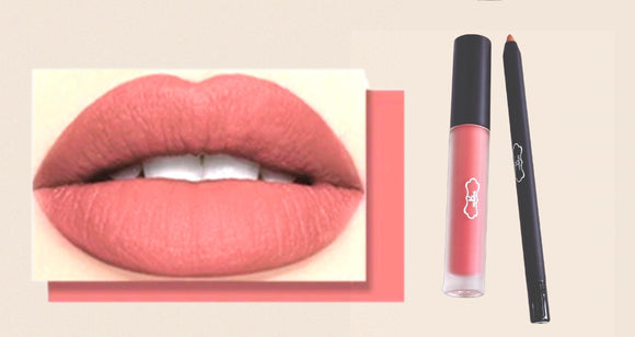 Matte Liquid Lipstick Set With Lip Liner  17
