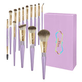 PURPLE & GOLD 14 makeup brushes set