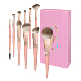 PINK 10 PIECE FACE & EYE BRUSH SET