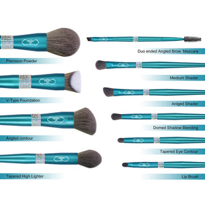 Green makeup brushes