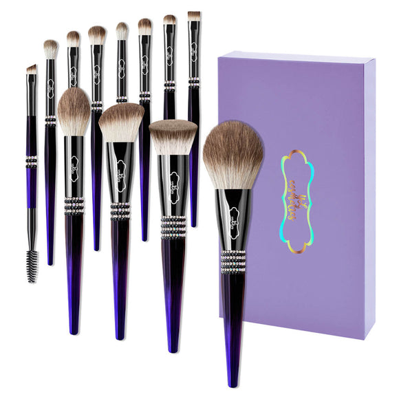 Purple makeup brushes