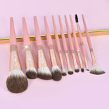 PINK 10 PIECE FACE & EYE BRUSH SET